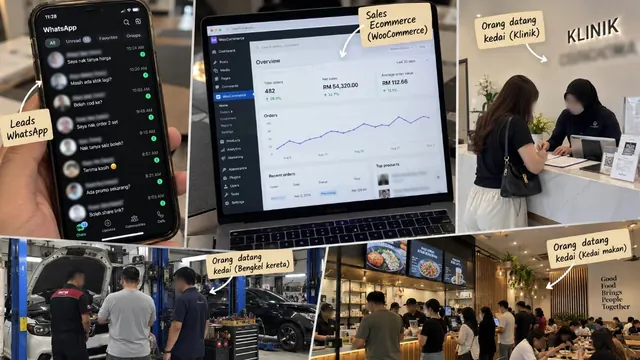 Lead WhatsApp, dashboard jualan dan pelanggan di kedai